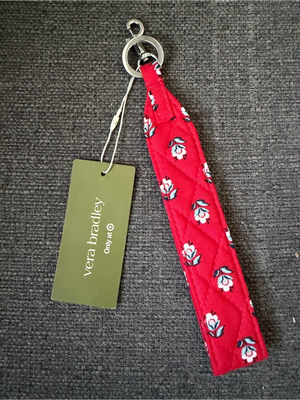 Vera Bradley Red Quilted Floral Wristlet Keychain